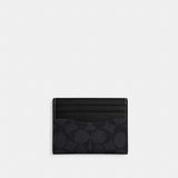 Coach Slim Id Card Case In Signature Canvas Charcoal Black