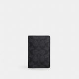 Coach Id Wallet In Signature Canvas Charcoal Black