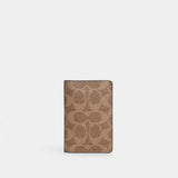 Coach Id Wallet In Signature Canvas Tan & Black
