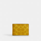 Coach Compact Billfold Wallet In Signature Canvas Canary