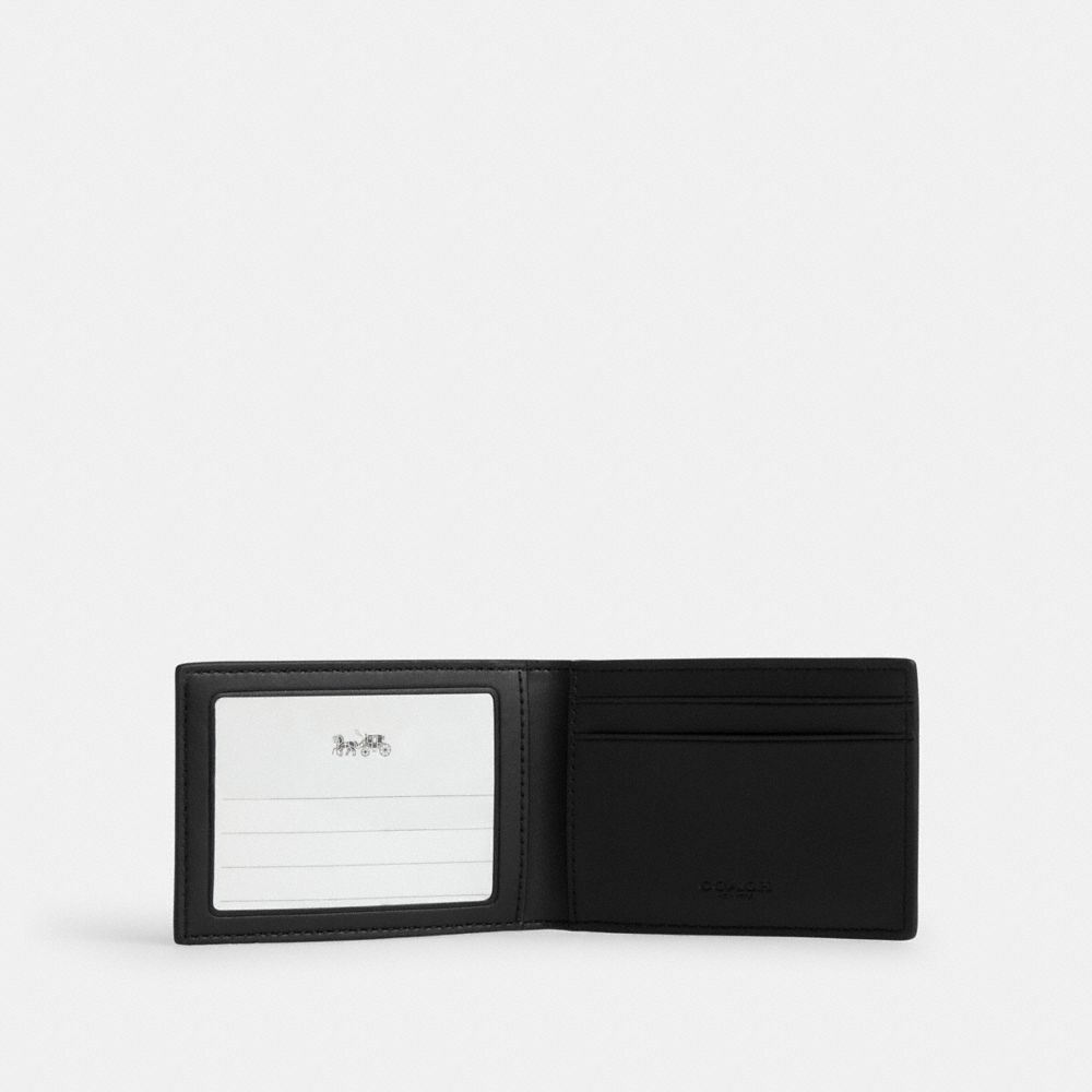 Coach Compact Billfold Wallet In Signature Canvas Walnut & Black