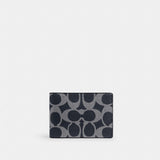 Coach Compact Billfold Wallet In Signature Canvas Denim Chalk