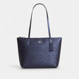 Coach Fiona Zip Tote Bag In Signature Canvas Sv Blue Navy