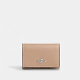 Coach Micro Wallet In Signature Canvas Silver Sand Taupe