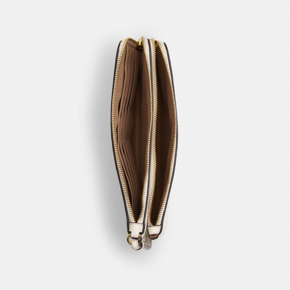Coach Double Zip Wallet In Signature Canvas Gold White Chalk