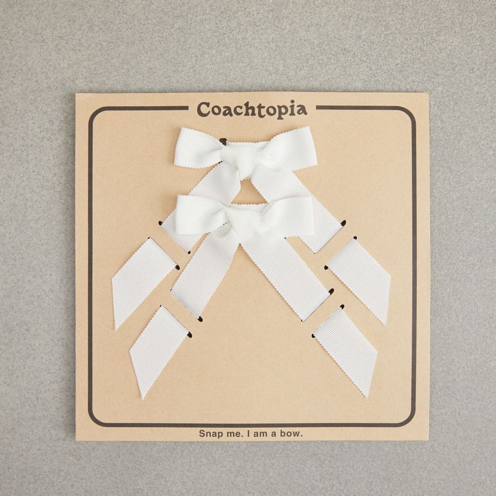 Coach Set Of Bows In 100% Recycled Polyester White 1