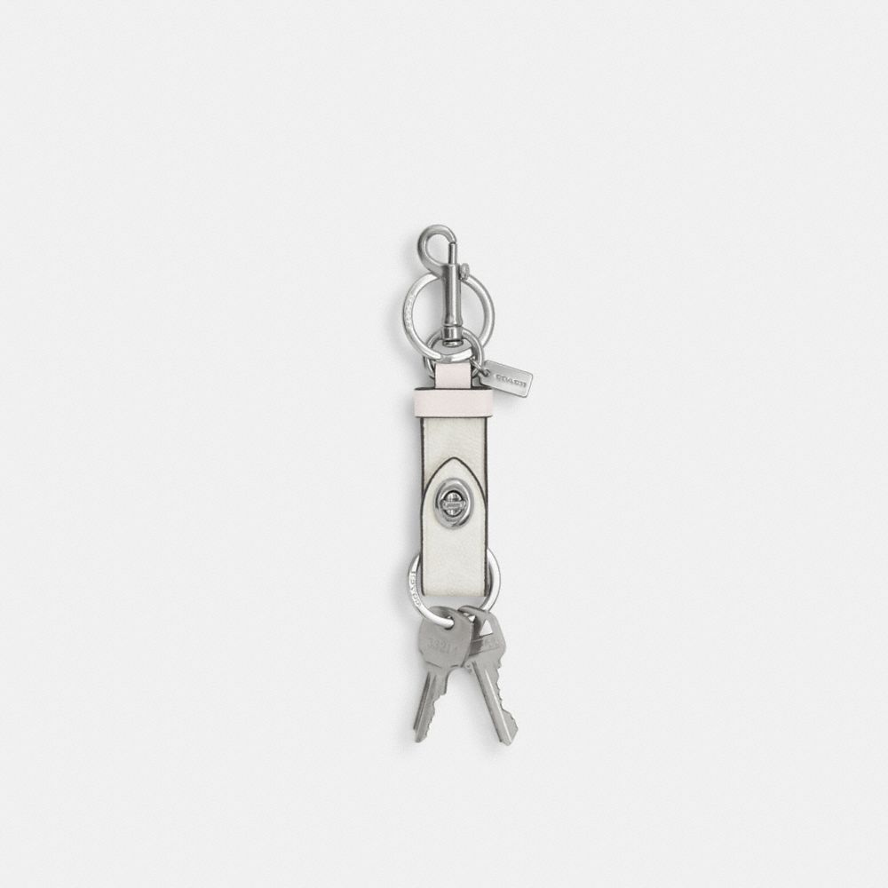 Coach Trigger Snap Bag Charm In Signature Canvas Silver White Chalk