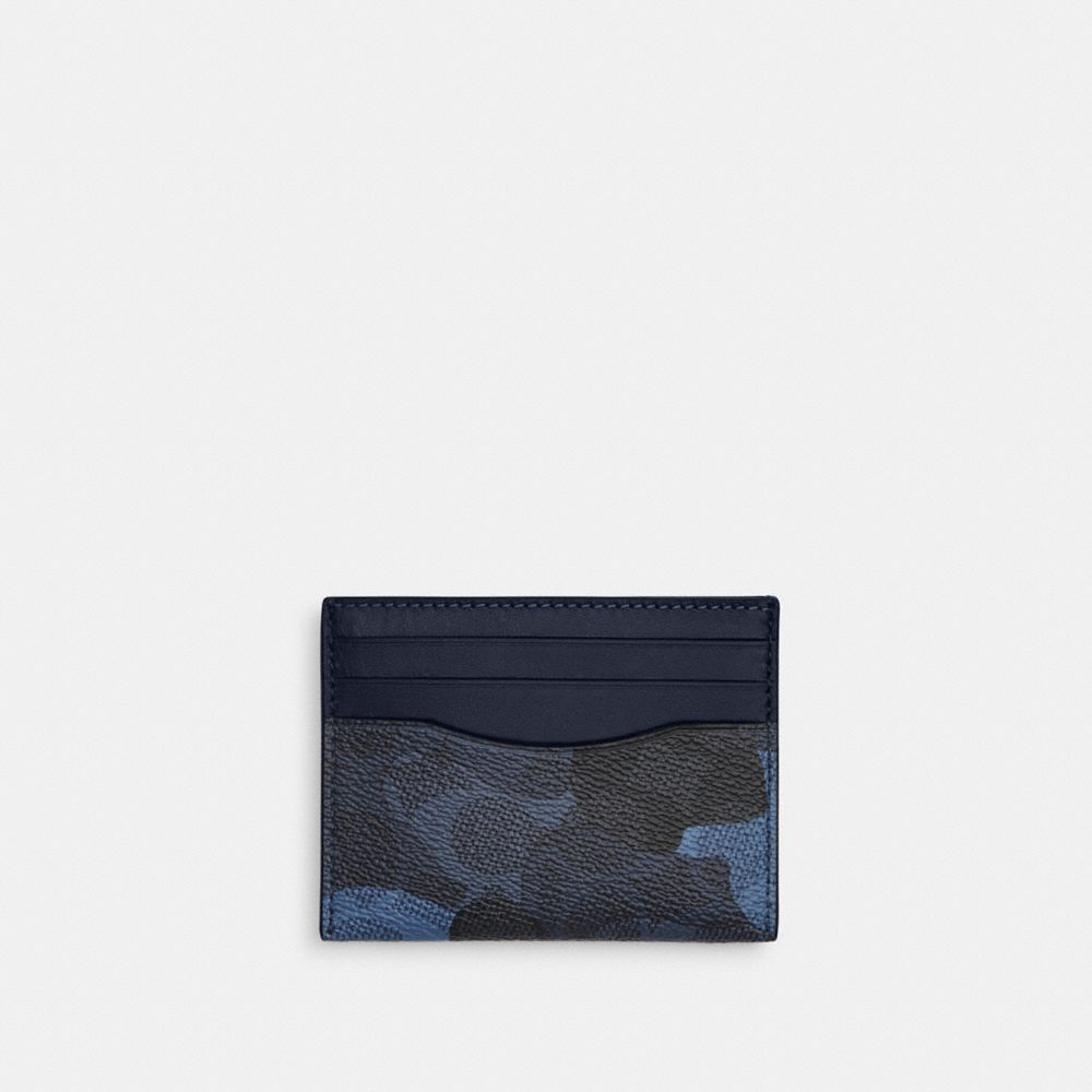 Coach Slim Id Card Case In Signature Camo Print Blue Multi