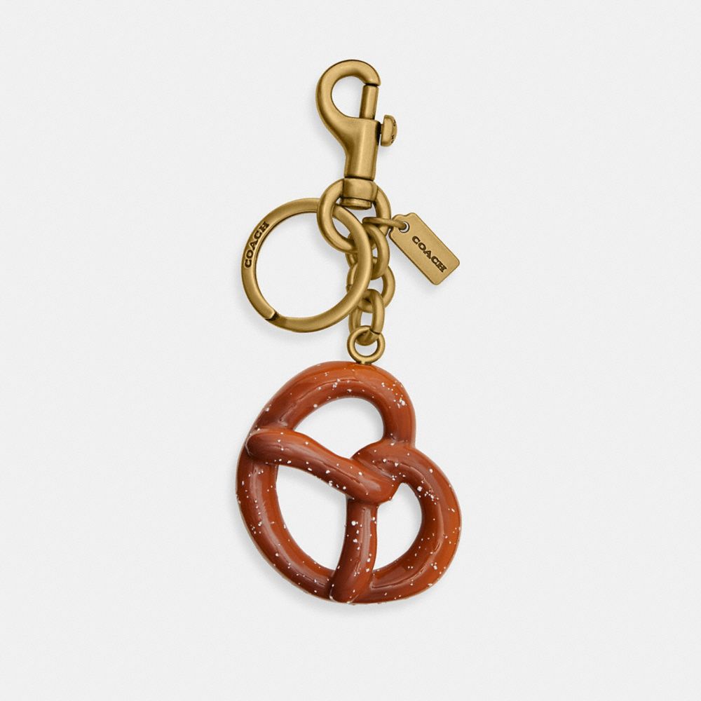 Coach Small Pretzel Bag Charm Brass Multi