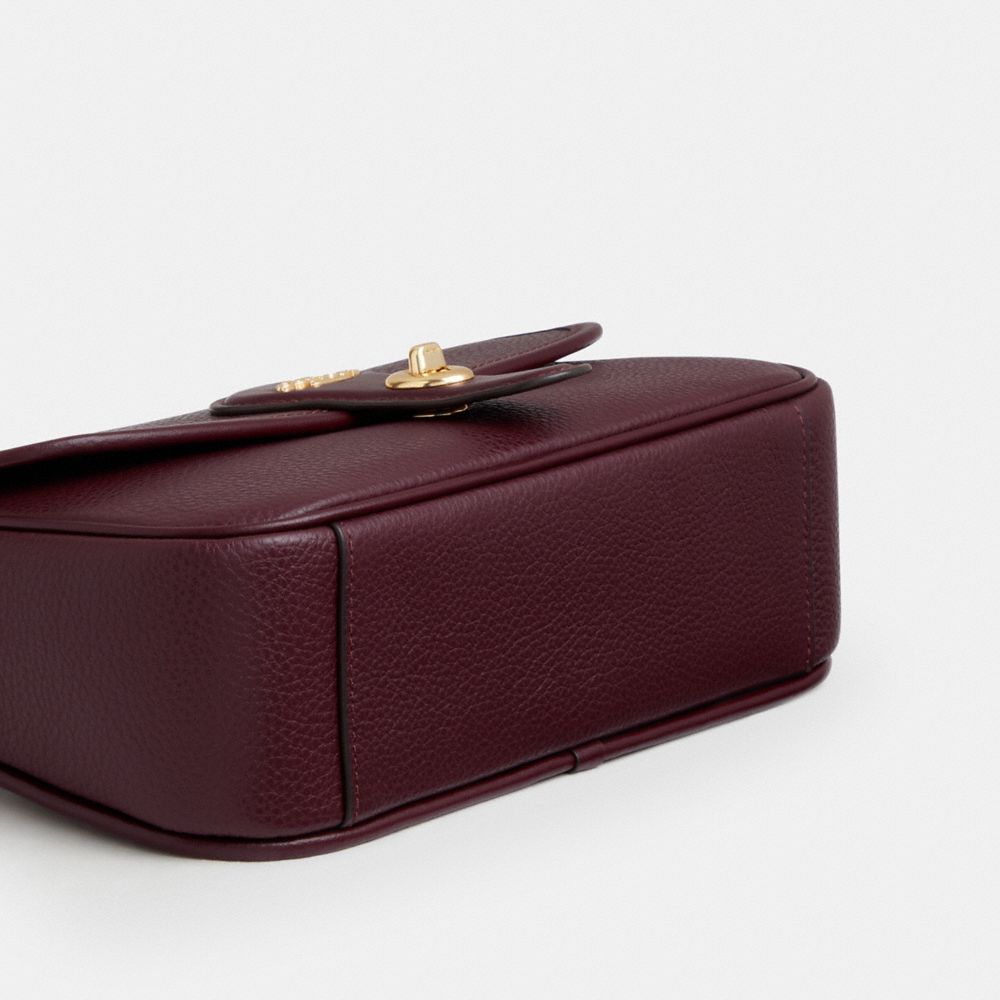 Coach Hadley Shoulder Bag Gold Dark Wine