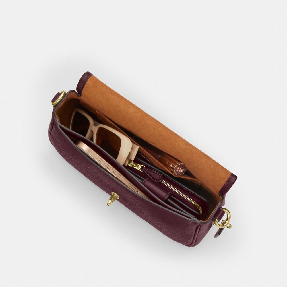 Coach Hadley Shoulder Bag Gold Dark Wine