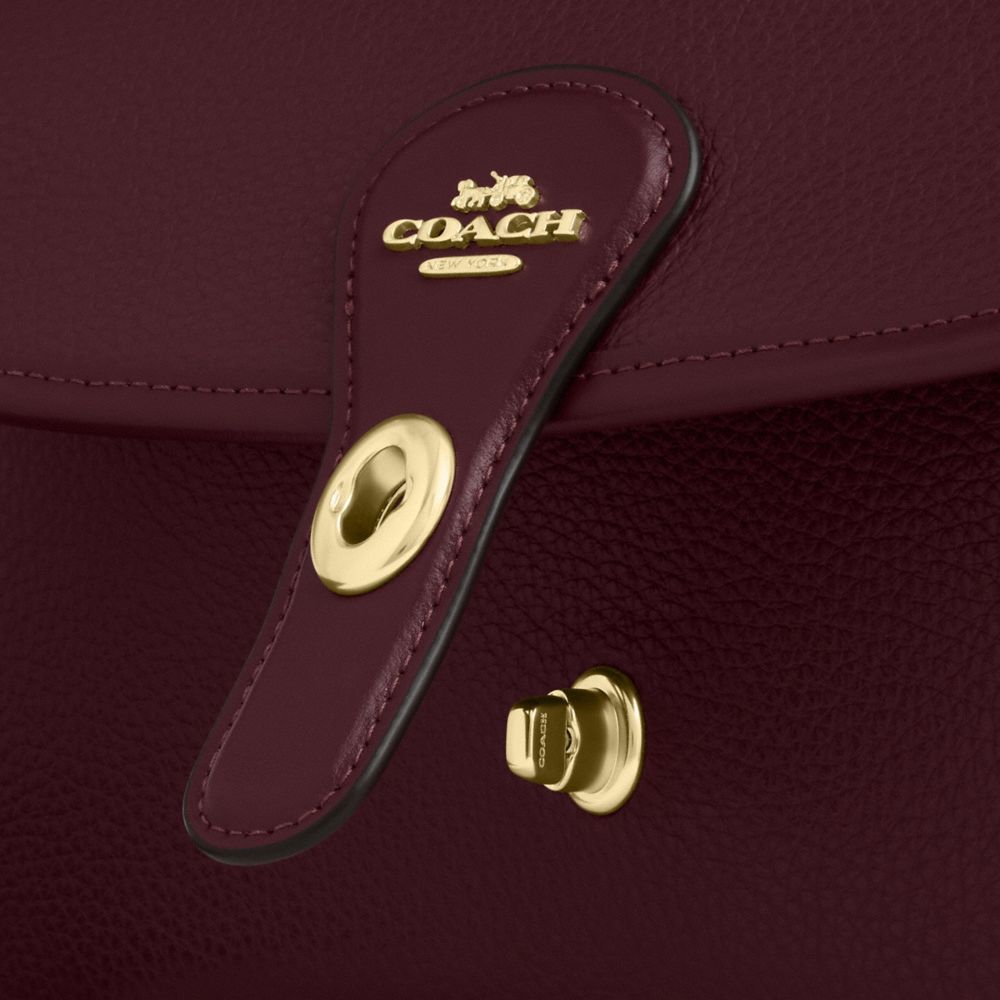Coach Hadley Shoulder Bag Gold Dark Wine