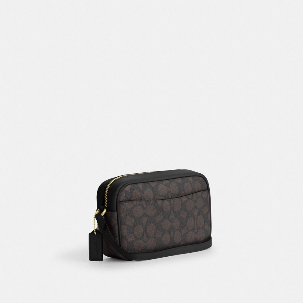 Coach Mini Jamie Camera Bag In Signature Canvas Gold Walnut Black