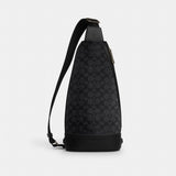 Coach Dominic Sling Pack In Signature Canvas Gunmetal Charcoal Black