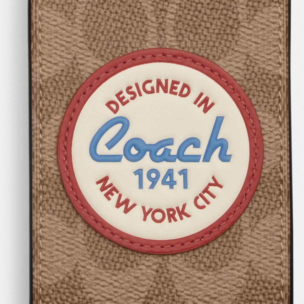Coach Luggage Tag In Signature Canvas With Patches Gunmetal Tan Multi