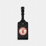 Coach Luggage Tag In Signature Canvas With Patches Gunmetal Charcoal Multi