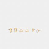 Coach D Initial Stud Earrings Set Gold White