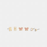 Coach H Initial Stud Earrings Set Gold Pink