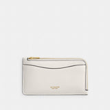 Coach New York Zip Card Case Brass Chalk