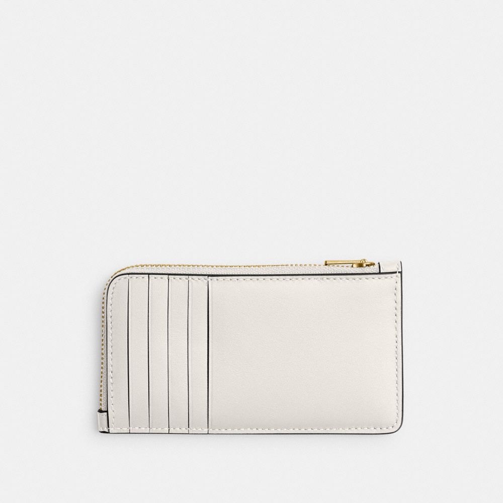 Coach New York Zip Card Case Brass Chalk