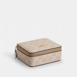 Coach Large Jewelry Box In Signature Canvas Gold Sand Chalk