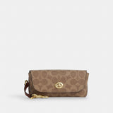 Coach Sunglass Case In Signature Canvas Gold Tan Brown