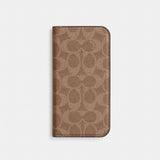 Coach Iphone 16 Pro Folio In Signature Canvas Tan
