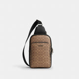 Coach Ethan Pack In Signature Canvas Gunmetal Tan Black