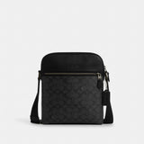 Coach Houston Flight Bag In Signature Canvas Gunmetal Charcoal Black