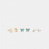 Coach Q Initial Stud Earrings Set Gold Blue