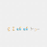 Coach Z Initial Stud Earrings Set Gold Blue