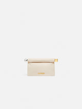 Jacquemus The Small Rond CarreClutch Nappa Leather Folded Clutch Light Ivory