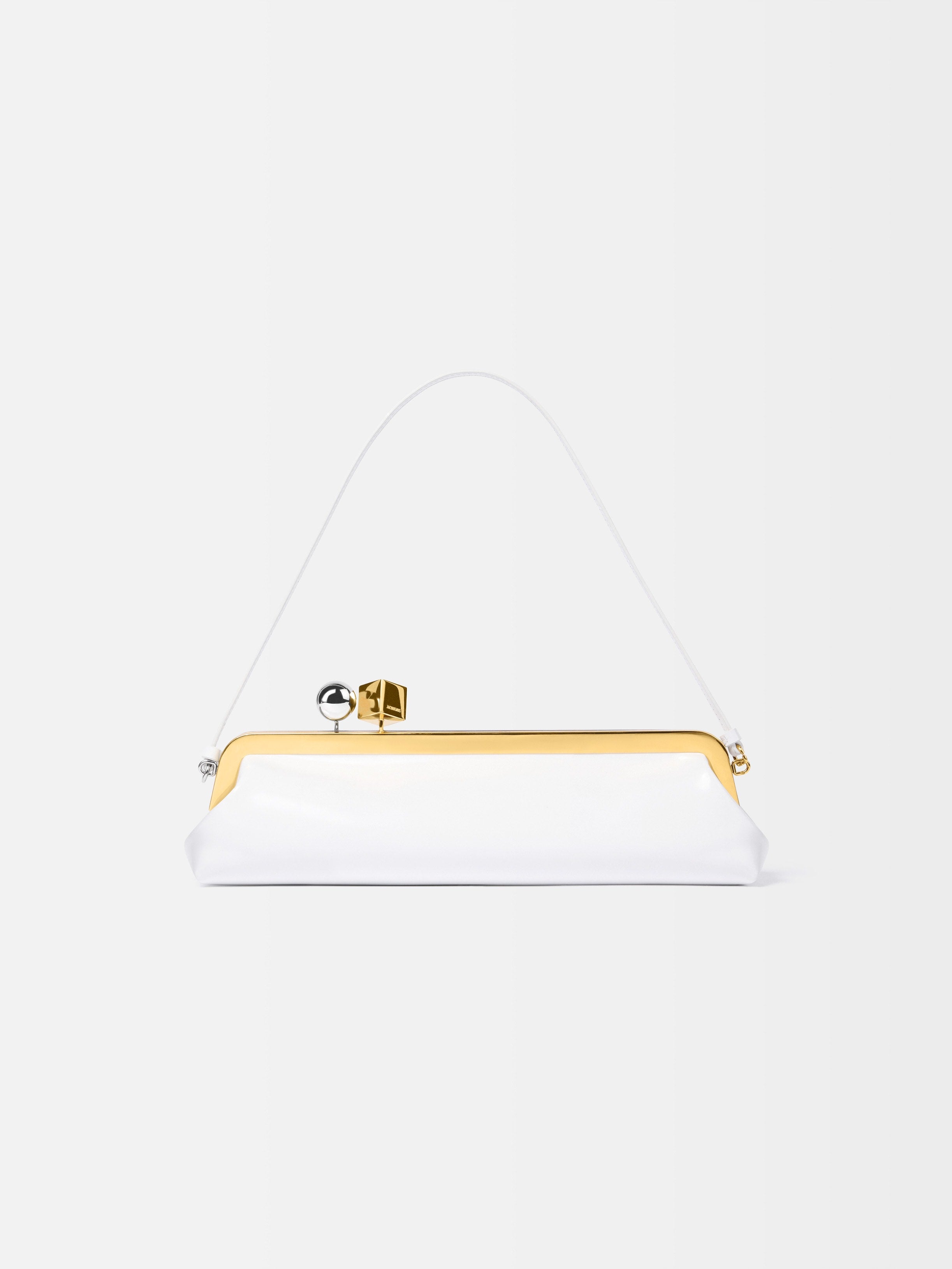 Jacquemus The Salon Clutch Long Clutch Bag In Glazed Leather White