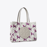 Tory Burch Ella Horse Nylon Small Tote Gray / Magenta