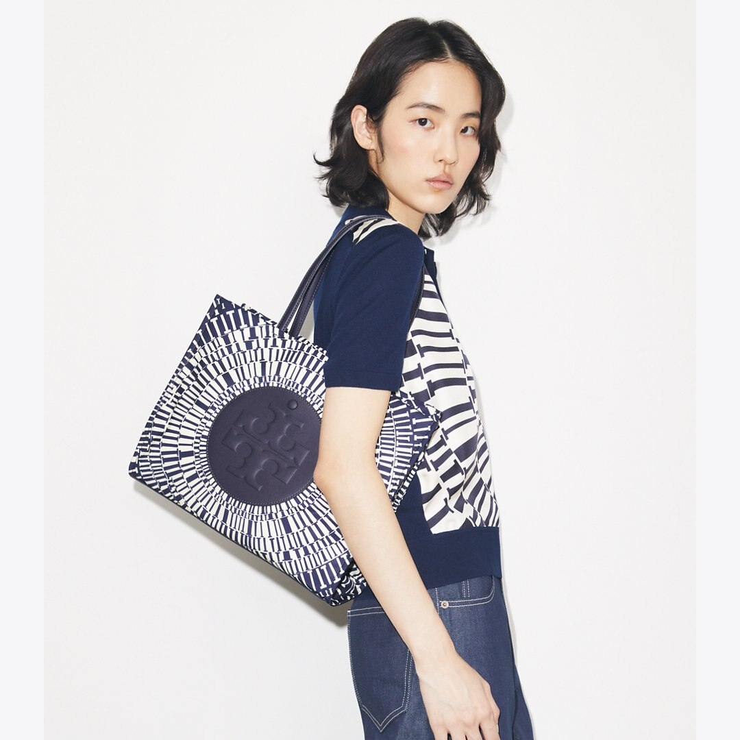 Tory Burch Ella Printed Small Tote Navy Circle