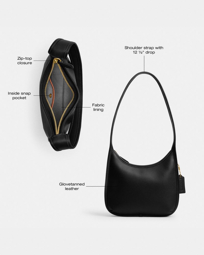 Coach Curve Zip Bag Brass Black