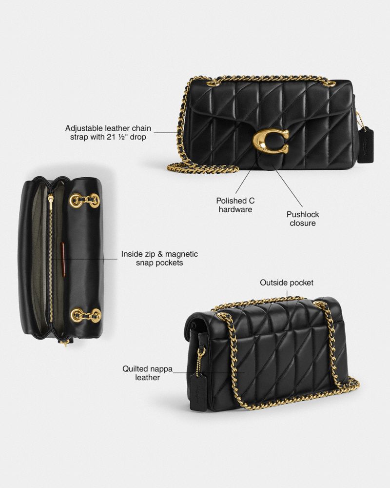 Coach Tabby Shoulder Bag 26 With Pillow Quilting Brass Black
