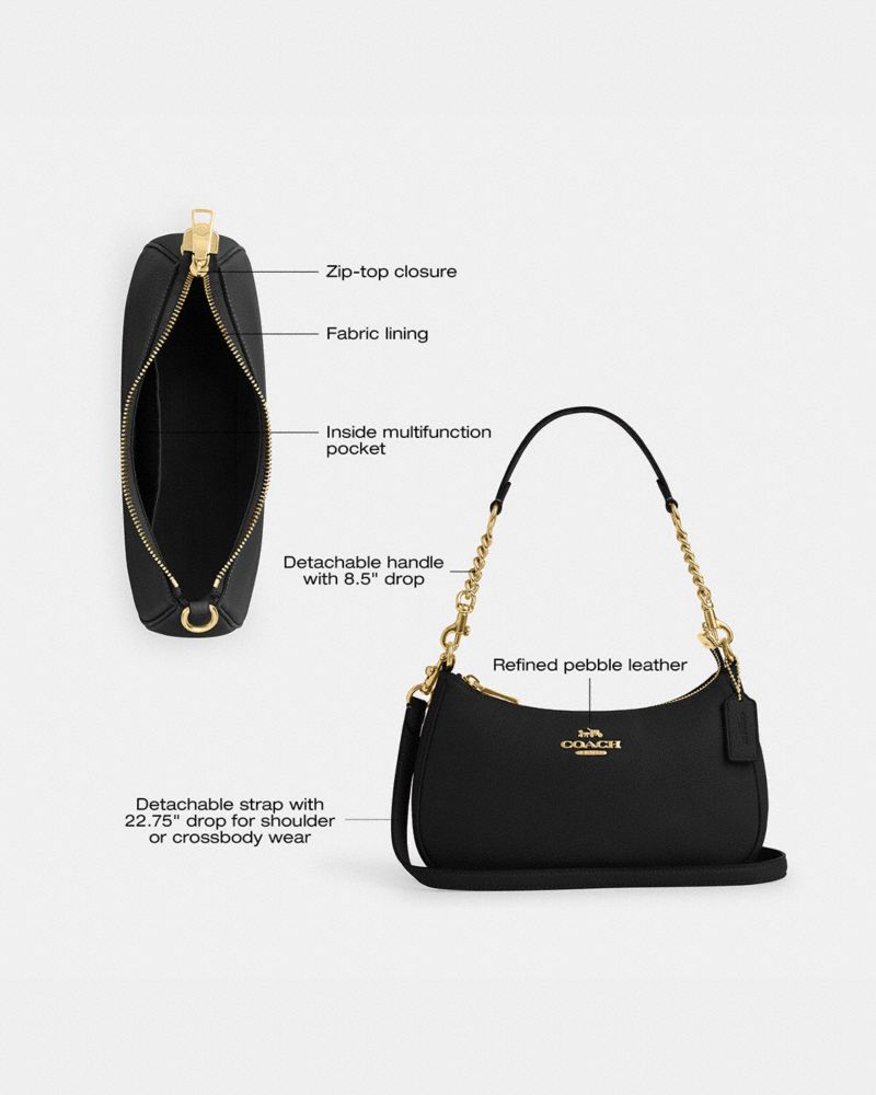 Coach Teri Shoulder Bag Gold Black