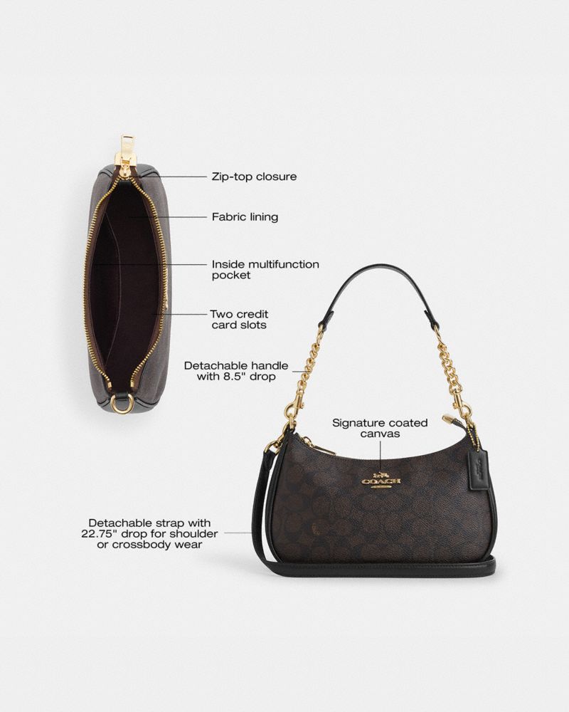 Coach Teri Shoulder Bag In Signature Canvas Gold White Chalk