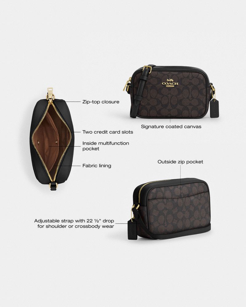 Coach Mini Jamie Camera Bag In Signature Canvas Gold Tan Brown