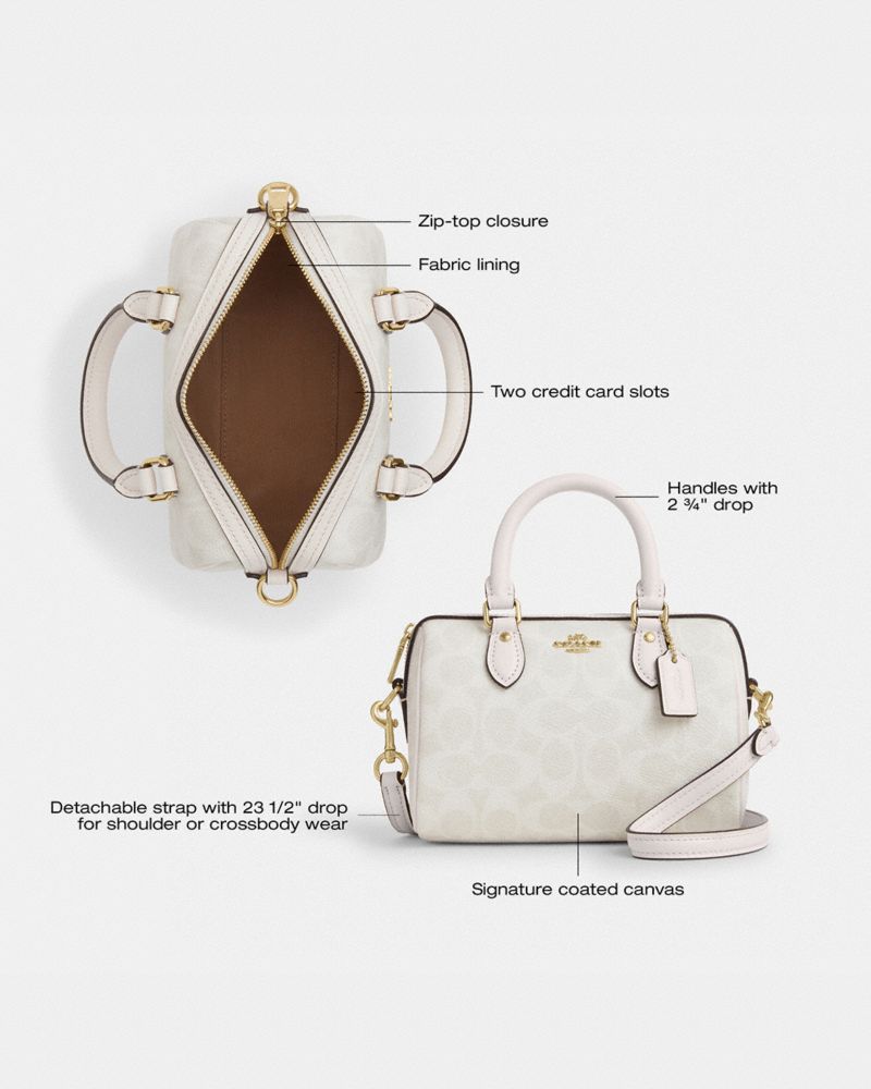 Coach Mini Rowan Crossbody Bag In Signature Canvas Gold White Chalk