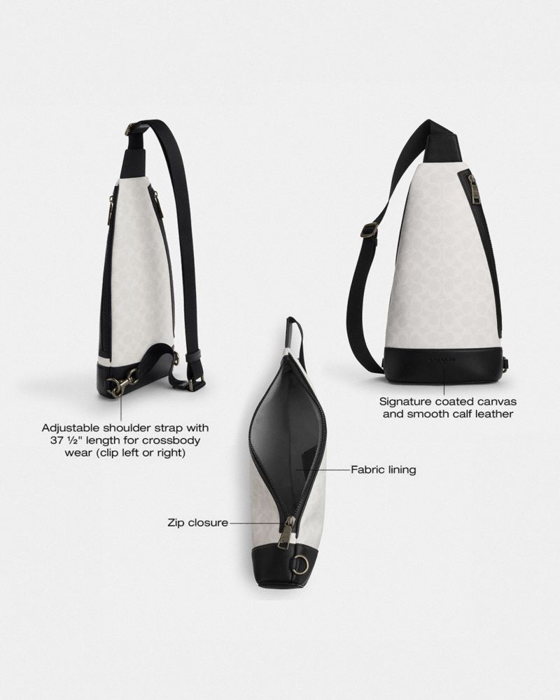 Coach Dominic Sling Pack In Signature Canvas Gunmetal Chalk Black