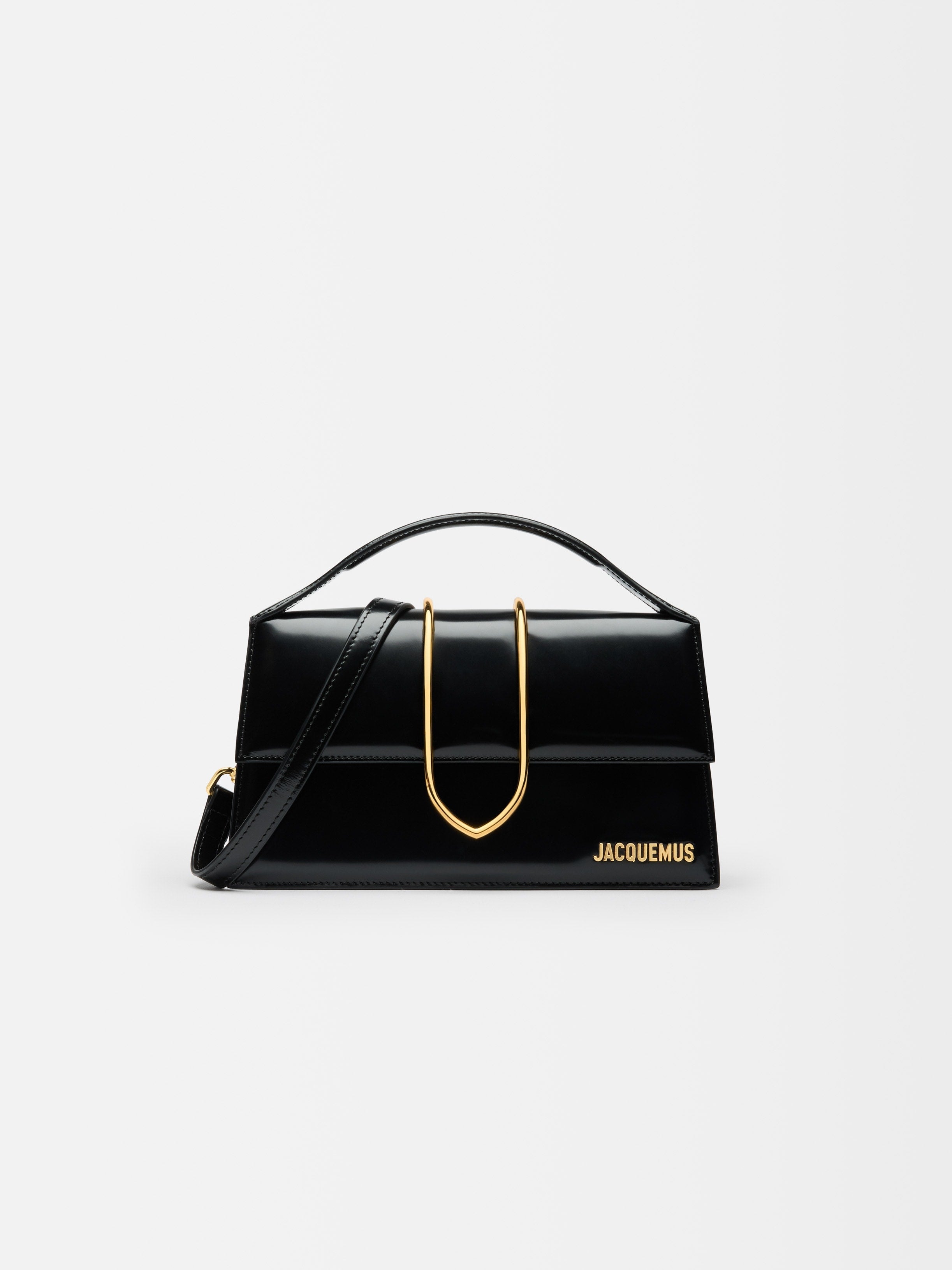 Jacquemus The Large Bambino Cross-Body Metal Flap Bag Black