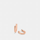 Coach Pave Signature Huggie Earrings Rose Gold