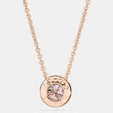 Coach Open Circle Stone Necklace Rose Gold