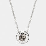 Coach Open Circle Stone Necklace Silver