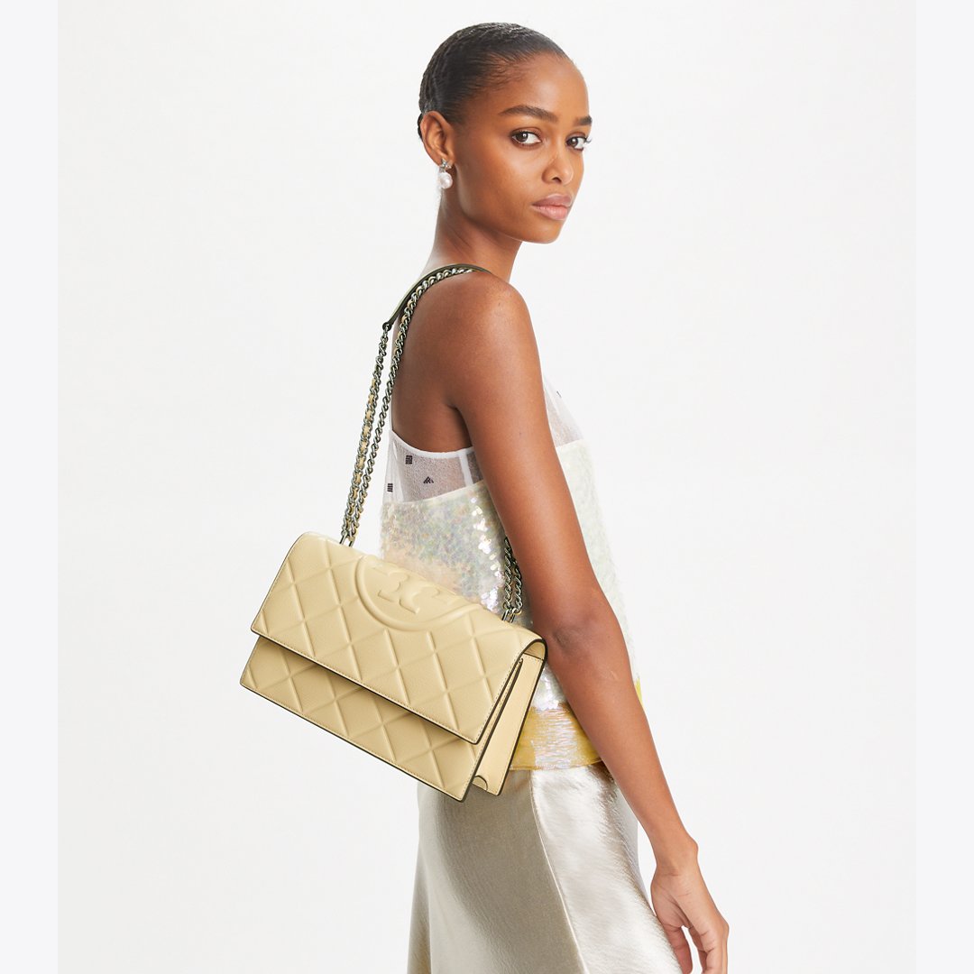 Tory Burch Fleming Shoulder Bag Vanilla Soft Serve