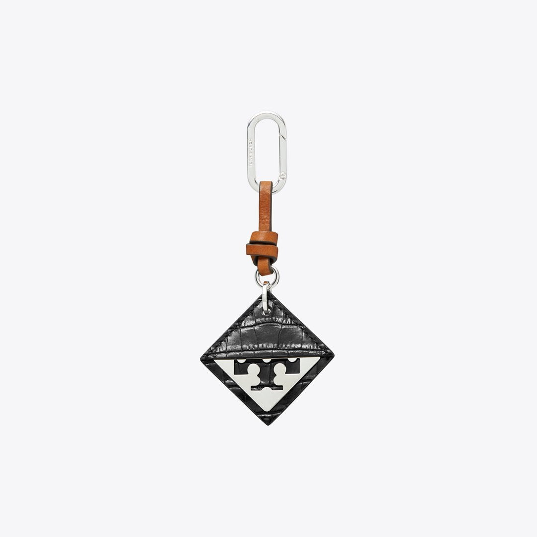 Tory Burch Hidden Logo Croc-Embossed Key Charm Black