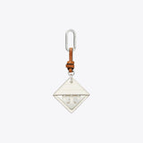 Tory Burch Hidden Logo Croc-Embossed Key Charm Blanc