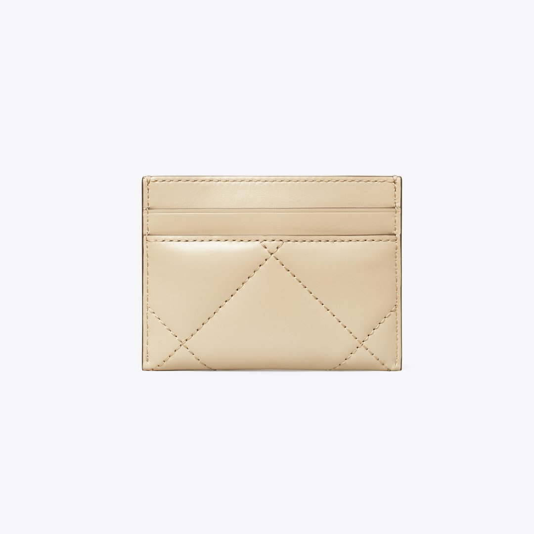 Tory Burch Kira Diamond Quilt Card Case Light Stone